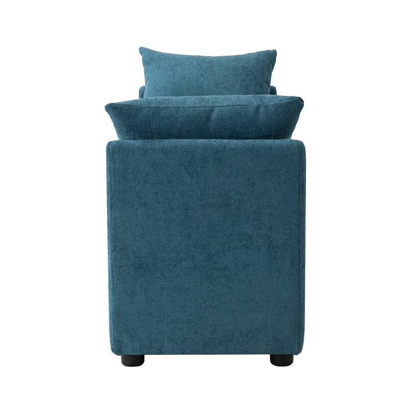 Franco Modern Upholstered Storage Bench with Two Throw Pillows and Thick Padded Cushion