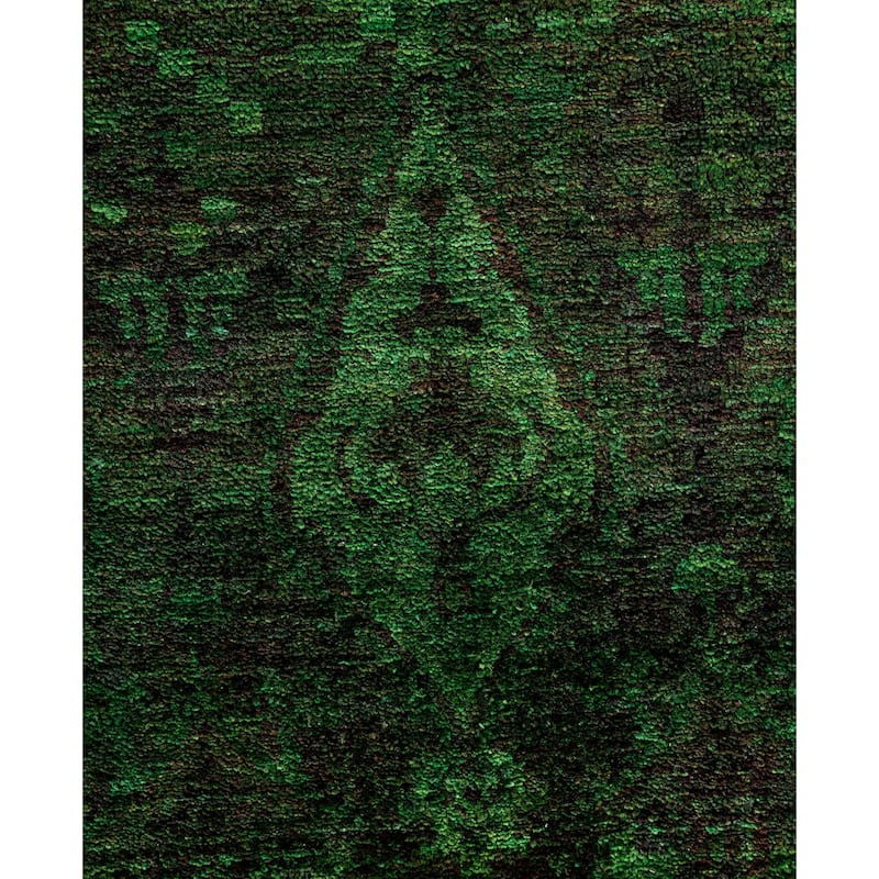 Overdyed One-of-a-Kind Hand-Knotted Square Area Rug - Green - 12' 1" x 12' 2"