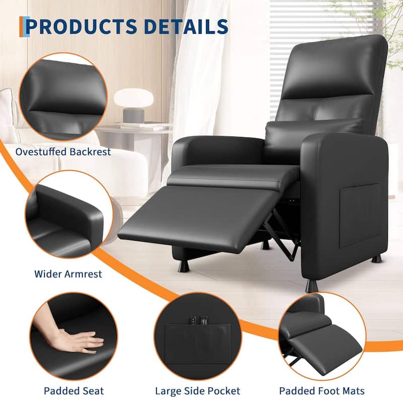 Adjustable Electric Power Recliner Chair, Single Sofa with Massage and Heat for Living Room