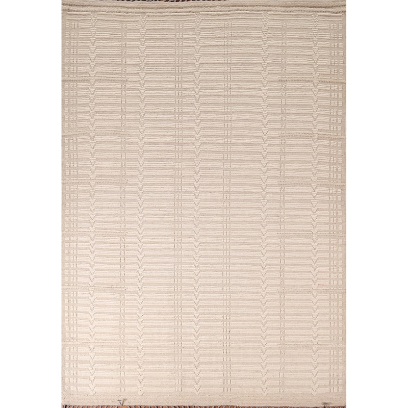Earth Tone Moroccan Area Rug Handmade Oriental Wool Carpet - 7'11" x 10'4"
