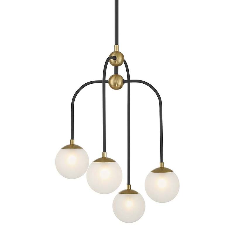 Savoy House 1-6697-4 Couplet 4 Light 16" Wide Multi Light Pendant - Matte Black / Warm Brass
