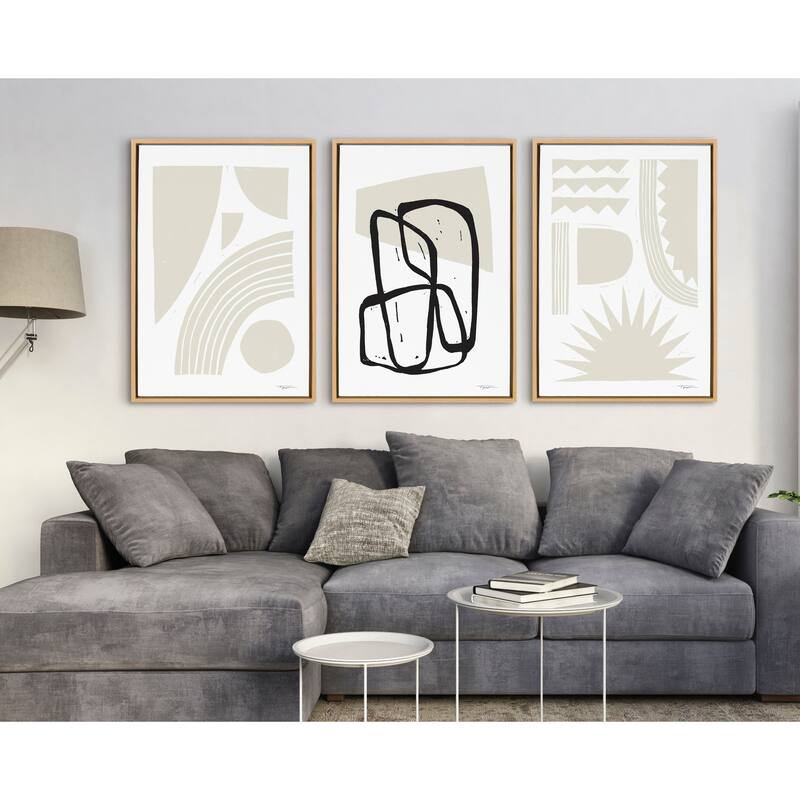 Kate and Laurel Sylvie Neutral Framed Canvas by Statement Goods