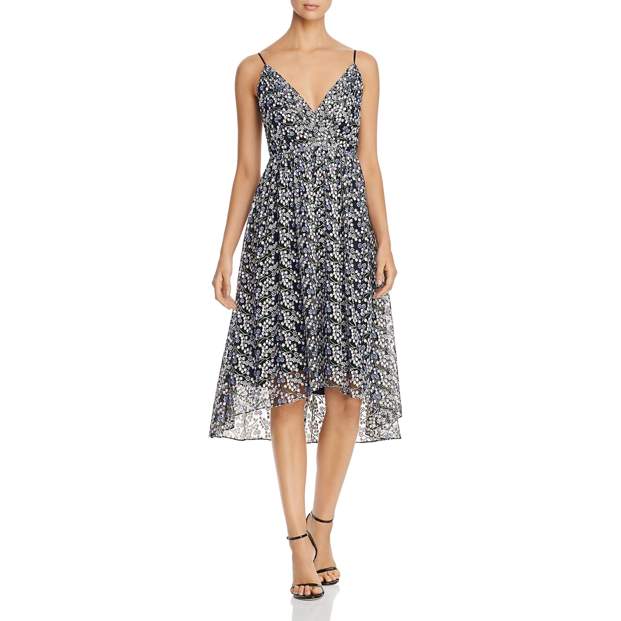 tahari floral embroidered dress