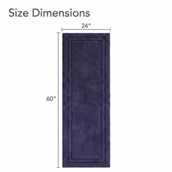dimension image slide 7 of 13, Superior Solid Bordered Cotton Washable Non-Slip Bath Rug Runner or Rug Set