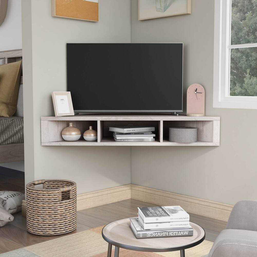 DH BASIC Transitional 47-inch 3-Shelf Corner Floating TV Stand by Denhour