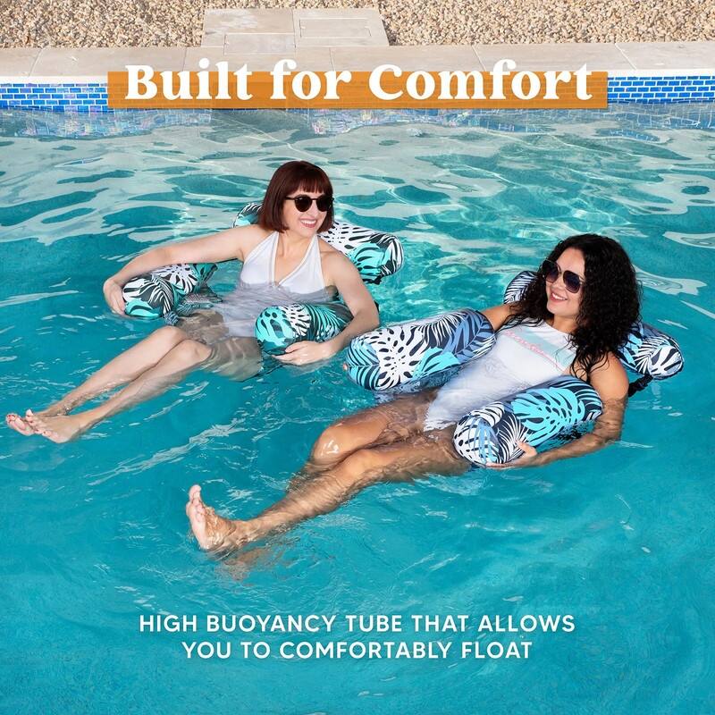 2 Pcs Flower Pattern Pool Float Hammock Chairs - N/A