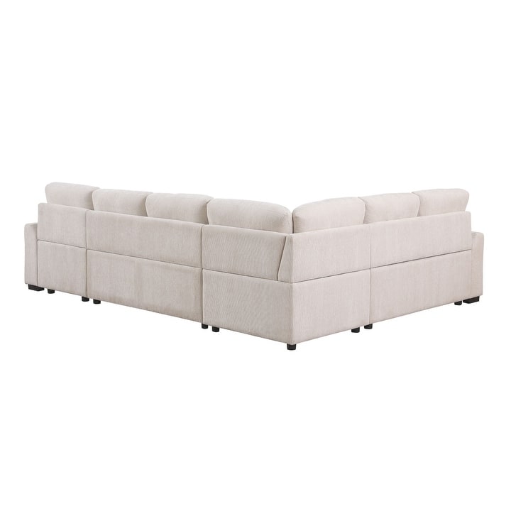 Convertible Pull-out Sectional Sofa Loveseat Sleeper with Storage and Pillows