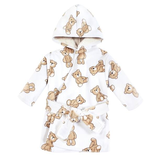 slide 1 of 1, Hudson Baby Boys Mink with Faux Fur Lining Pool and Beach Robe Cover-ups, Teddy Bears 0-6 Months - Teddy Bears
