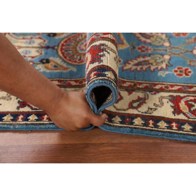 Light Blue Kazak Runner Rug Hand-Knotted Wool Carpet - 2'1" x 5'8"