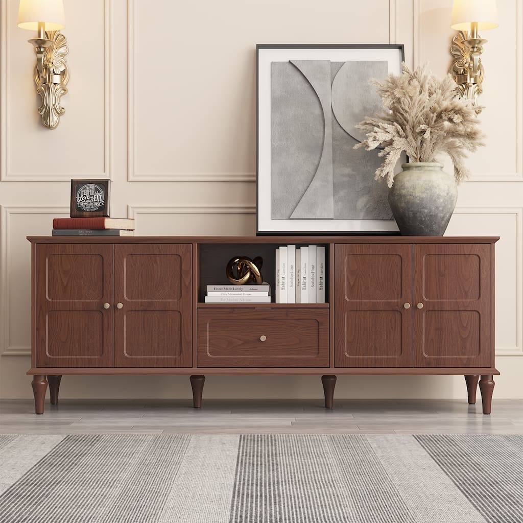 67" Mid-Century TV Stand for TVs up to 75", Brown