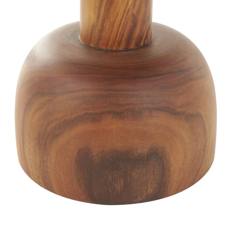 Wood Handmade Accent Table with Rounded Block Base - Brown - Roche River Decor