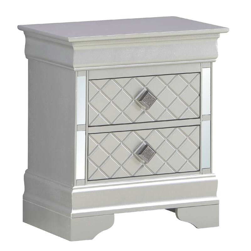 2-Drawer Mirrored Nightstand - 24" - Silver