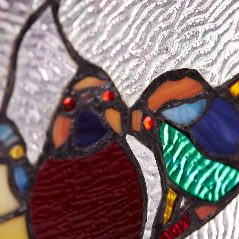 River of Goods 16"H Birds in the Night Sky Round Stained Glass Window Panel - 16"L x 0.25"W x 16"H