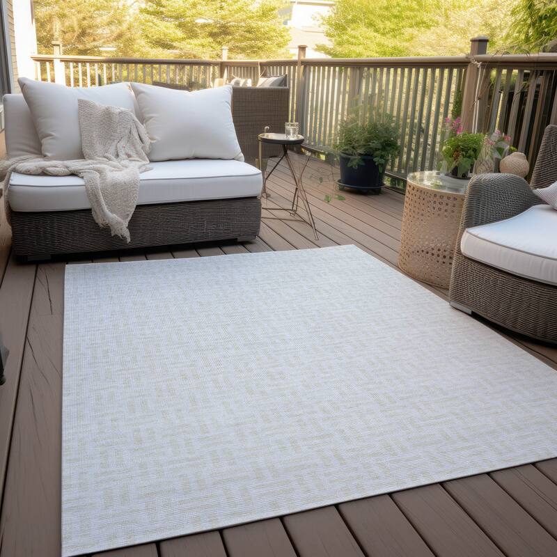 Machine Washable Indoor/ Outdoor Chantille Contempory Crosshatch Rug