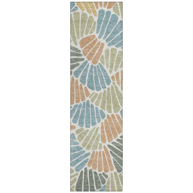 Machine Washable Indoor/ Outdoor Floral Modern Chantille Rug