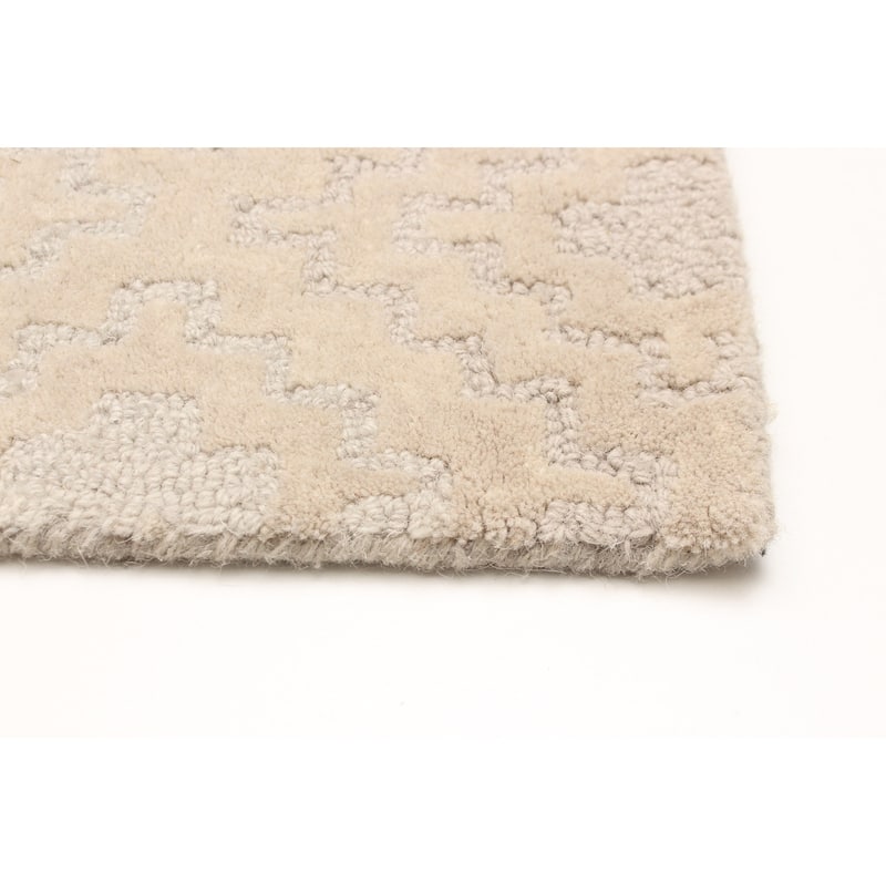 ECARPETGALLERY Hand Tufted Timeless Khaki Wool Rug - 5'0 x 7'7