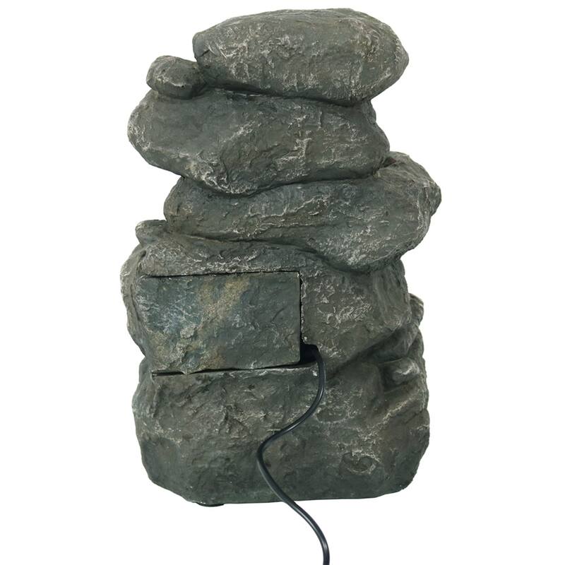 Sunnydaze Stacked Rock Fountain with Lights - 10" - 10.50-In