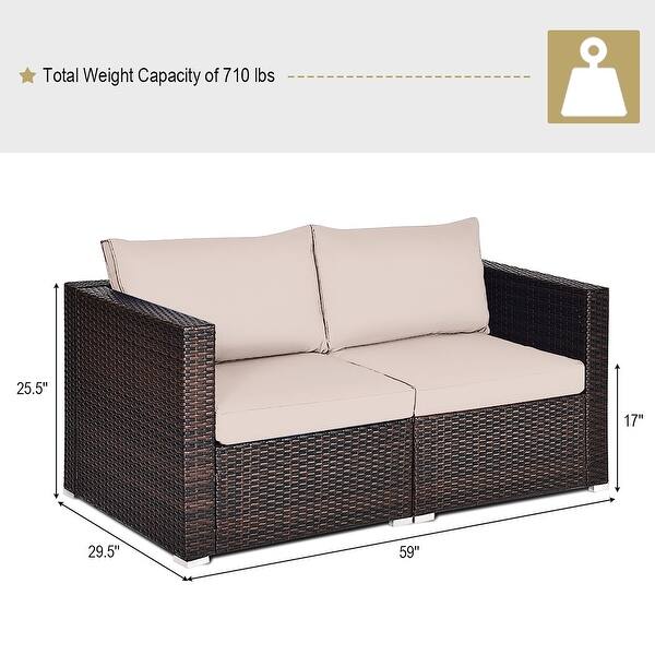 dimension image slide 2 of 3, Costway 4PCS Patio Rattan Corner Sofa Sectional Furniture Set - See Details