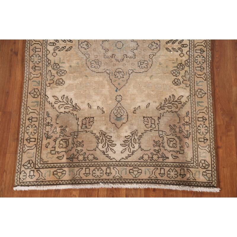 Hand Knotted Oriental 100% Wool Carpet Traditional Floral Yellow & Gold Tabriz Area Rug - 4' 8'' X 3' 1''