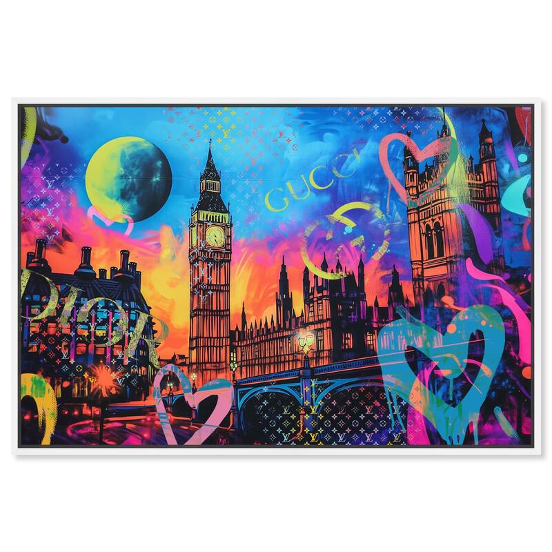 London Graffiti Canvas by Art Remedy - White - 54" x 36"