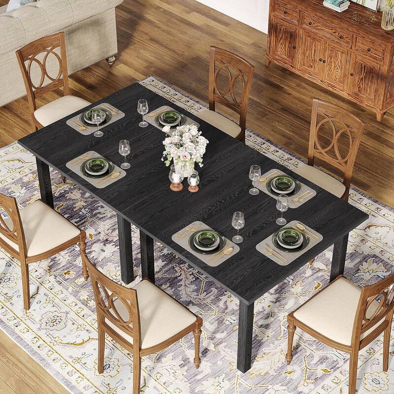 Square Wood Dining Table, Farmhouse Kitchen Table for Living/Dining Room