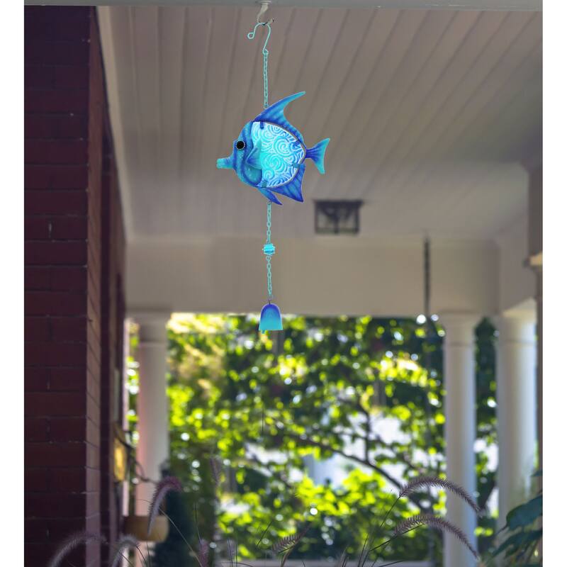 CoTa Global Blue Fish Hanging Sea Glass Wind Chime - 17.72 Inch