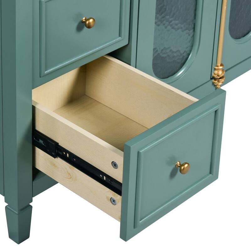 Bathroom Vanity with 36-inch Sink, Wood Modern Bathroom Storage Cabinet with 3 Drawers & 2 Soft Close Glass Doors