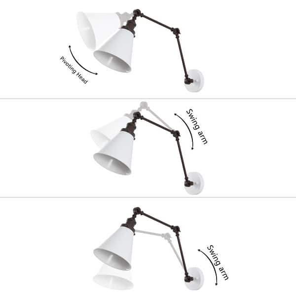 dimension image slide 3 of 14, Rover 7" Adjustable Arm Metal LED Wall Sconce by JONATHAN Y