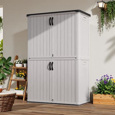 Patiowell 5 ft. W x 3 ft. D & 5 ft. W x 7 ft. D 64 Cu.Ft Outdoor Resin Storage Shed, Storage Cabinet Free Shipping