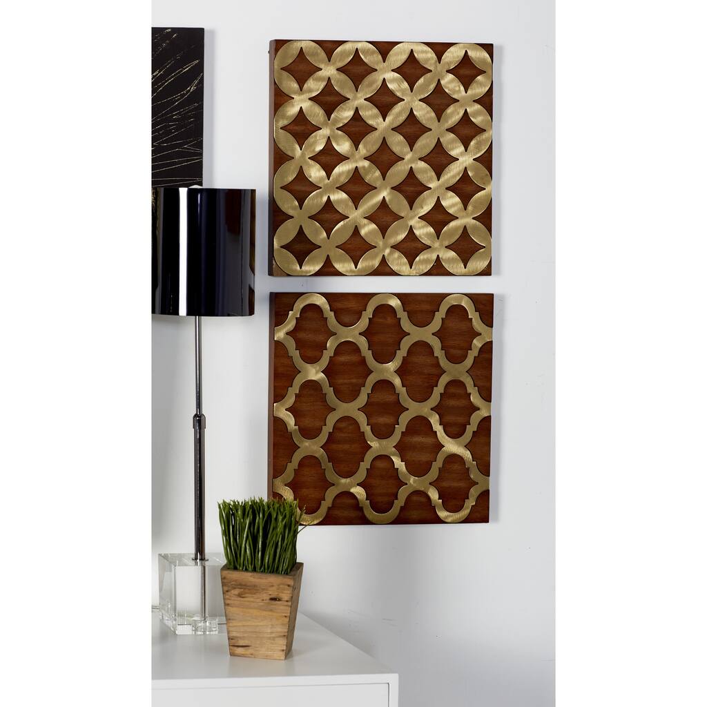 Gold Wood Geometric Wall Decor (Set of 2)