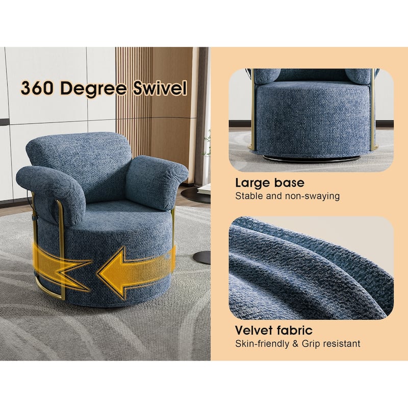 Upholstered 360 Degree Barrel Swivel Accent Sofa Chair