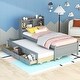 preview thumbnail 25 of 34, Twin Size Bed with Built-in USB ,Type-C Ports, LED light, Bookcase Headboard, Trundle and 3 Drawers Storage Bed Frame