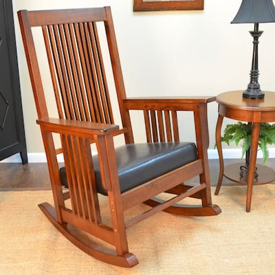 Upholstered Mission Rocker Chair - 47" - Chestnut Brown