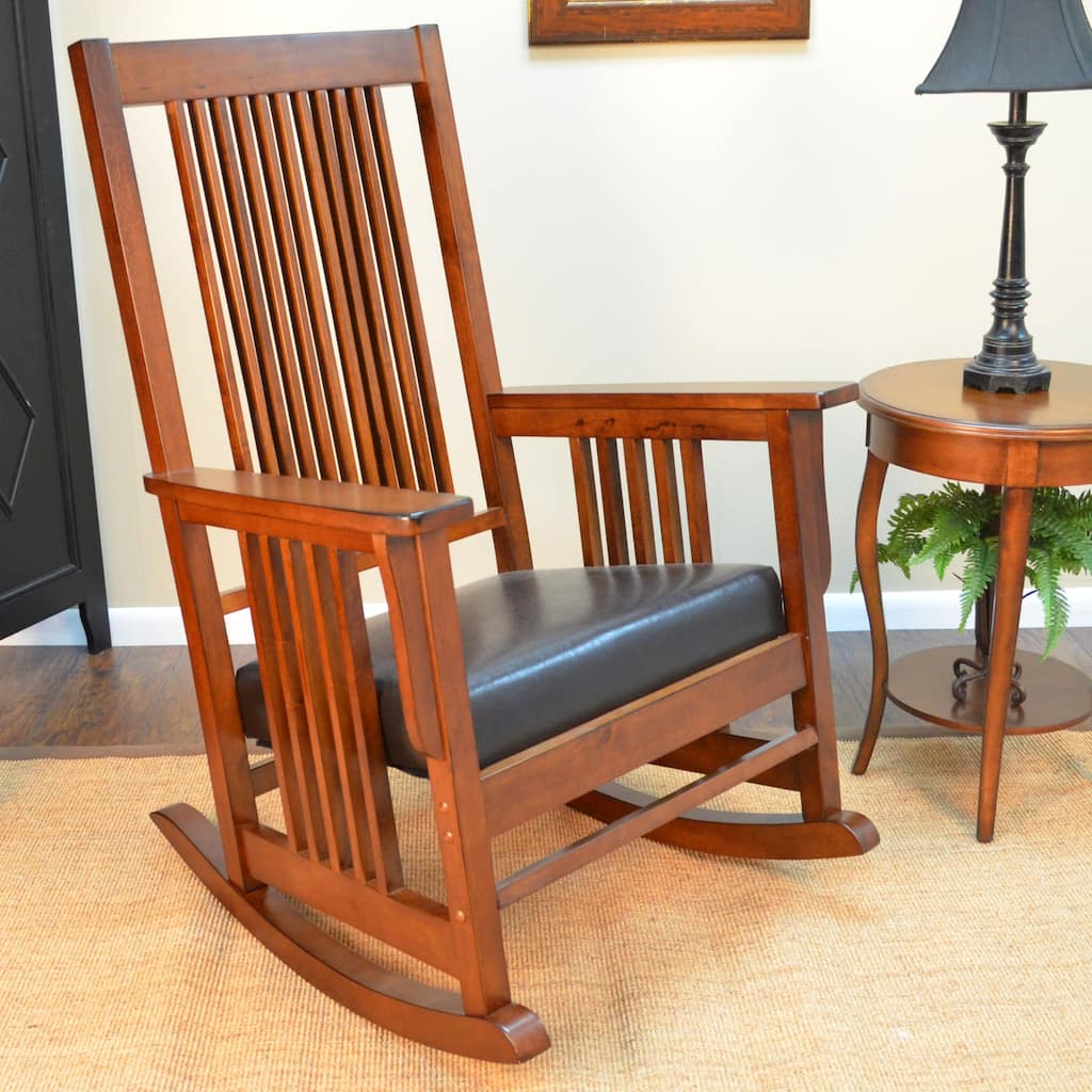 Upholstered Mission Rocker Chair - 47" - Chestnut Brown