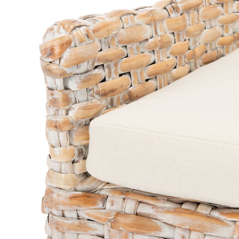 SAFAVIEH Permelia Rattan Accent Chair with Cushion - 24" W x 27.6" L x 35" H - 24Wx28Dx35H