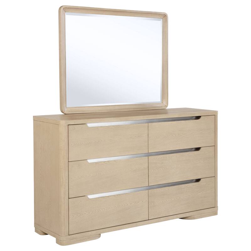 Ladera 6-drawer Bedroom Dresser and Mirror Light Elm - Dresser with Mirror