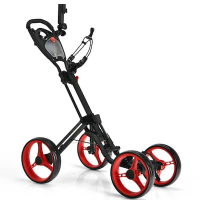 4 Wheel Golf Push Cart with Brake Scoreboard Adjustable Handle