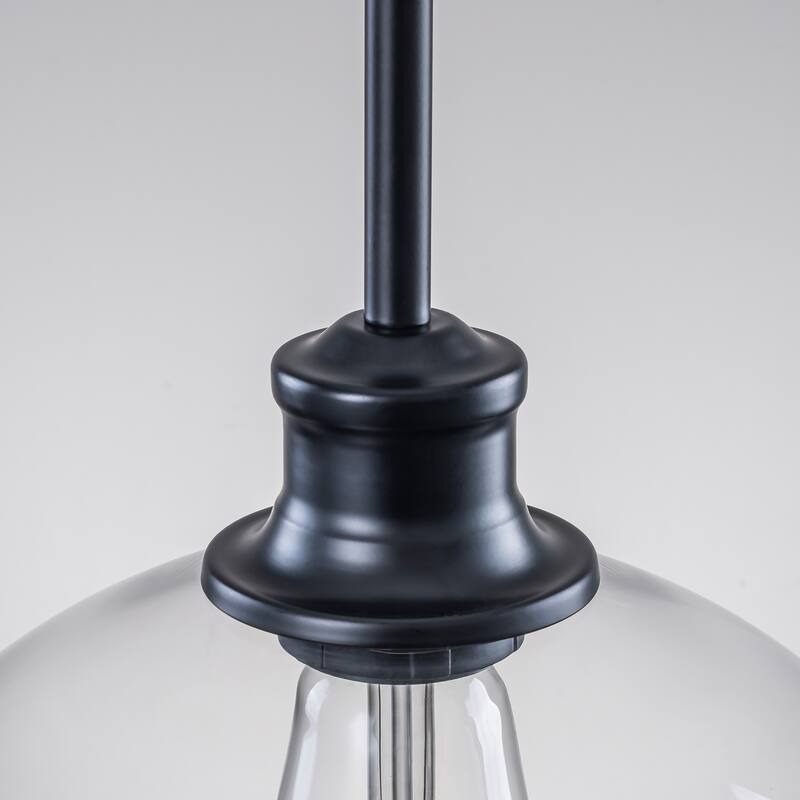 Starsky 1-Light 9.84in. Modern Globe Single Clear Glass Pendant Light - Black