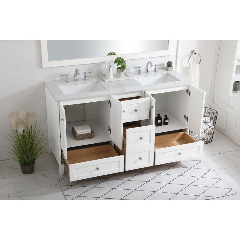 Elegant Lighting Sommerville 60" Free Standing Double Basin Vanity Set