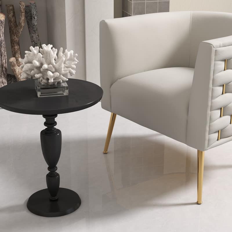 SEYNAR Mid-Century Modern Velvet Round Accent Chair for Living Room