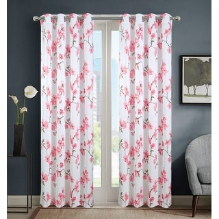 Lily Flowers Blackout Window Curtain 90 inch - Bed Bath & Beyond - 35792178
