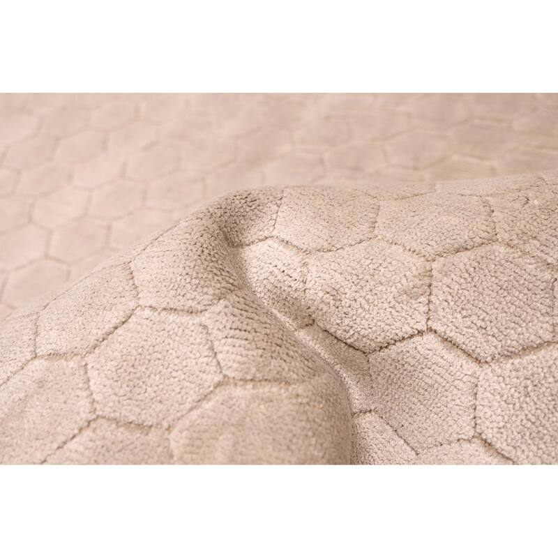 ECARPETGALLERY Hand Loomed Elysian Light Khaki Viscose Rug - 7'11 x 9'10