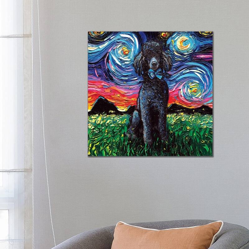 iCanvas 'Black Poodle Night' by Aja Trier Canvas Wall Print - 26x26x1.5