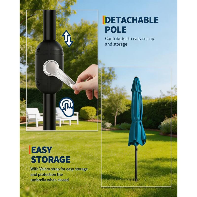 10ft Outdoor Patio Umbrella, with Crank Lift & Push Button Tilt, UV Protection Waterproof