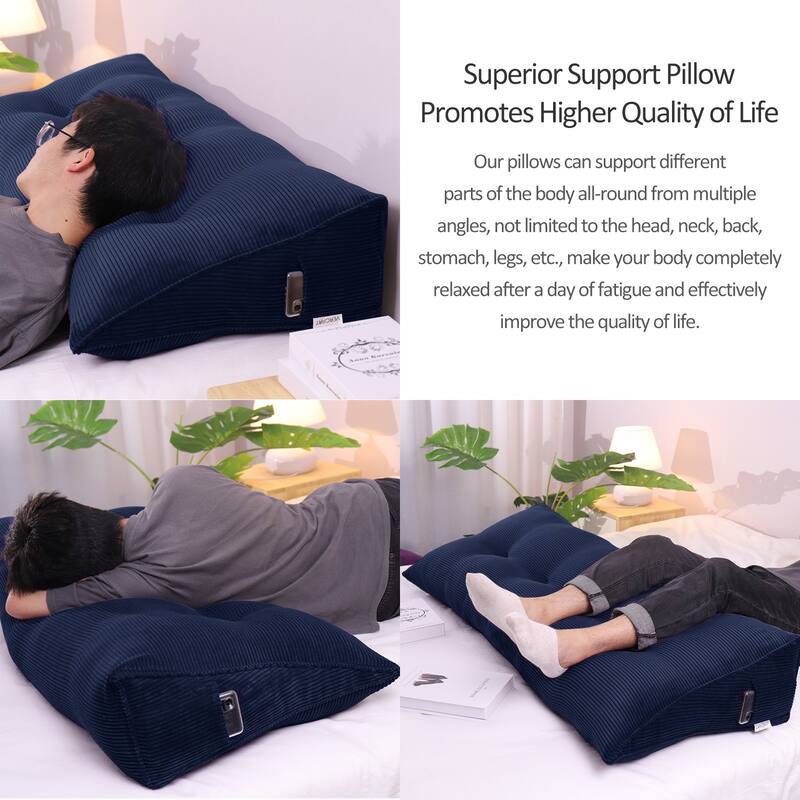 Corduroy Headboard Wedge Reading Pillow for Twin Dorm Bed & Daybed Side Back Support