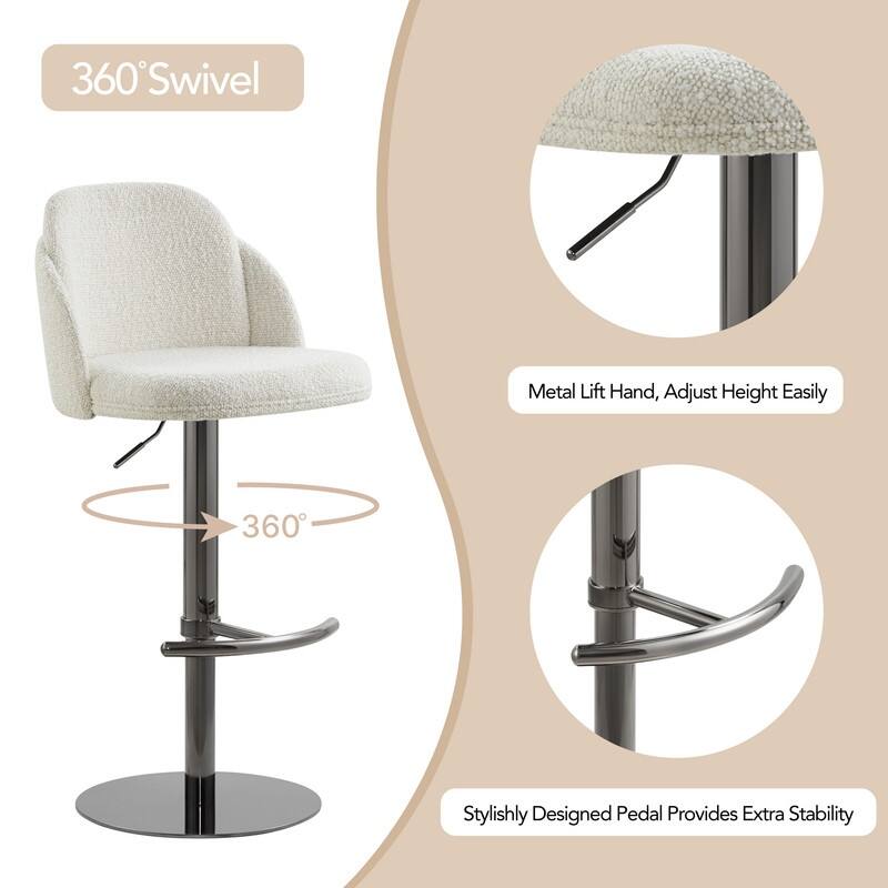 Spruce & Spring Joseph Modern Adjustable Swivel Counter Bar Stools with Back and Arched Footrest