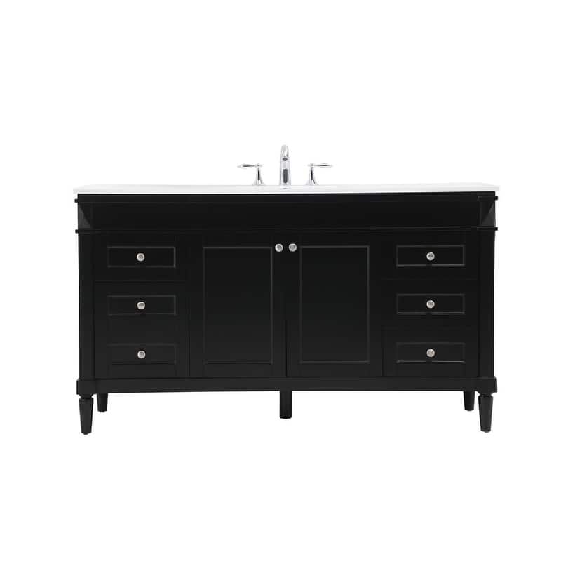 Elegant Lighting VF31860 Bennett 60" Free Standing Single Basin Vanity - Black - Anthracite Finish