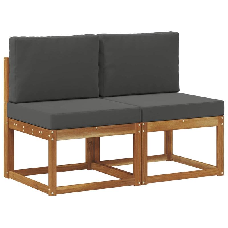 vidaXL 2 Piece Outdoor Middle Sofa Solid Acacia Wood