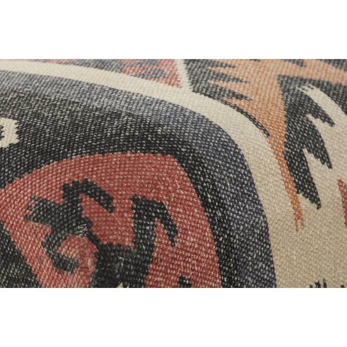 HomeRoots 47" Beige Brown and Rust and Black Jute and Wool Blend Upholstered Southwest Distressed Bench - 47 x 18 x 16