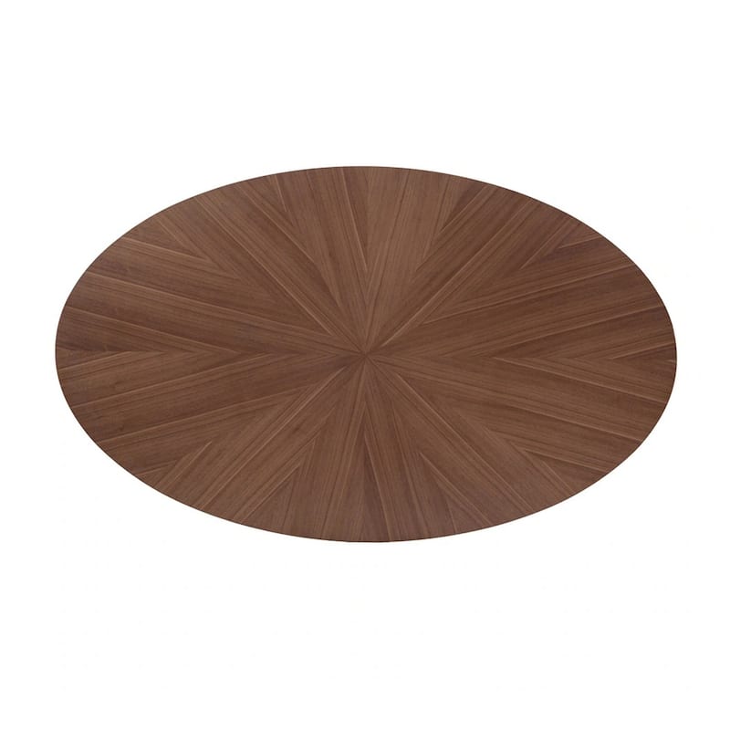 5 Piece Oval Wooden Dining Set in Walnut and Beige